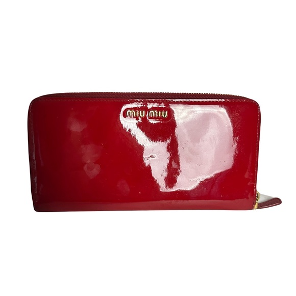 Miu Miu Glossy Red Wallet - Picture 1 of 9